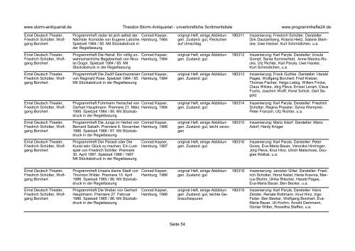 Einen Katalog unseres Programmhefte - Angebotes können Sie sich