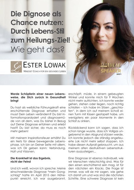 Silvia Schneider VITALITY COLLEGE im Orhideal IMAGE Magazin Januar 2021