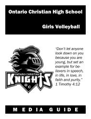 OCHS-Media Guide Cover-Girls Volleyball - Ontario Christian Schools