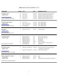 2012 F-1 Sale Cattle List