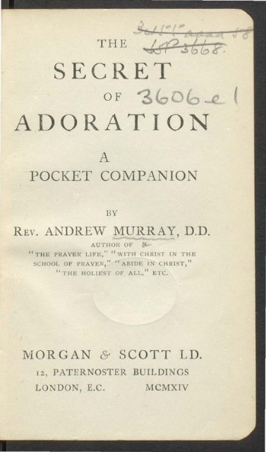 The Secret of Adoration By Andrew Murray