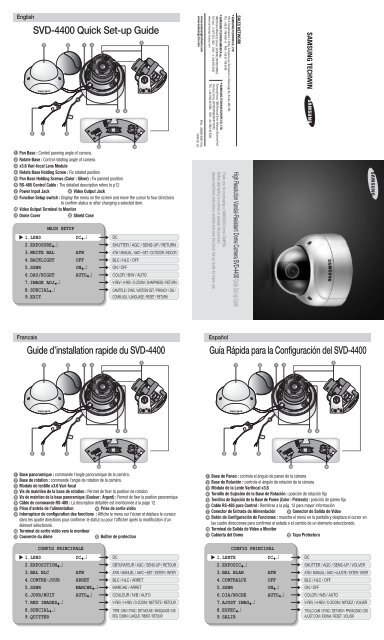 SVD-4400 Quick Set-up Guide Guide d'installation ... - Samsung CCTV
