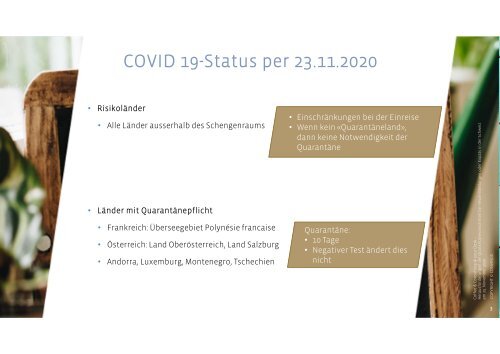 Coffee & Consulting: Quarantänevorschriften bei Neueinstellungen / Expats in CH