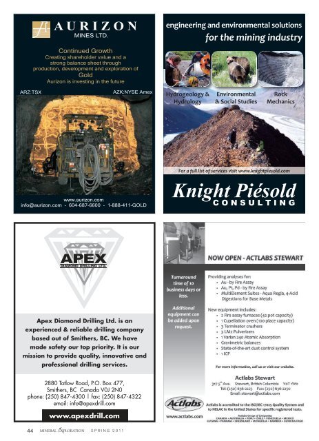 Spring 2011 - The Association for Mineral Exploration British Columbia