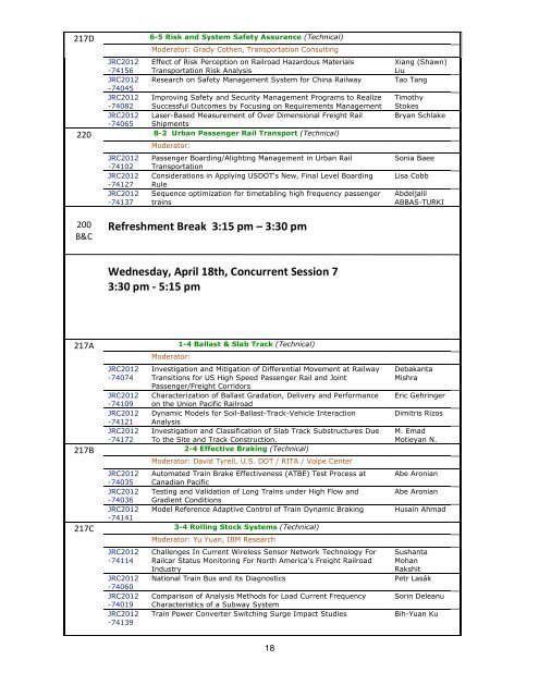 JRC 2012 - Final Program - Events