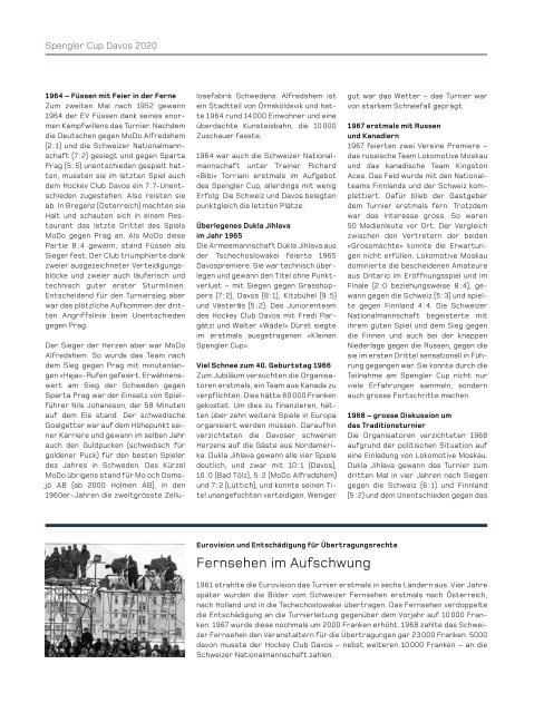 Spengler Cup Davos - Jahrbuch 2020 (60-er Jahre)