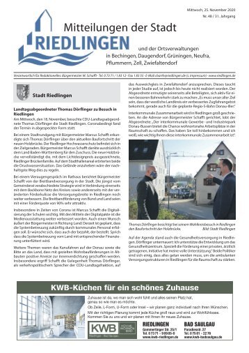 Amtliches Mitteilungsblatt Riedlingen 25.11.2020