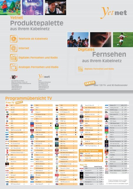 In Zukunft digital fernsehen - Yetnet