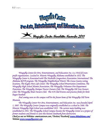 Weogufka Center Newsletter November 2011