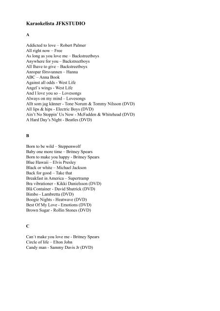 Mohippa Files Karaokelista Pdf Jfk Studio