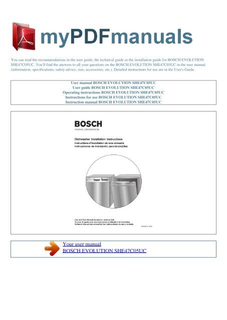 User manual BOSCH EVOLUTION SHE47C05UC 1