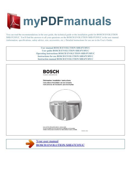 User manual BOSCH EVOLUTION SHE47C05UC - 1