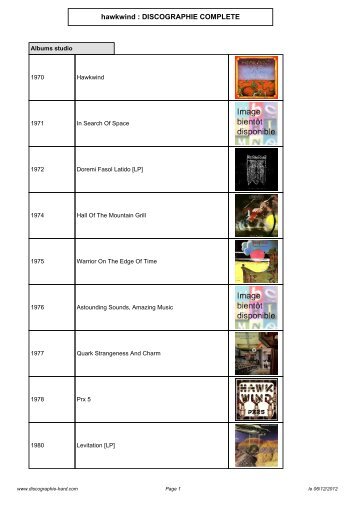 hawkwind : DISCOGRAPHIE COMPLETE - Discographie Hard