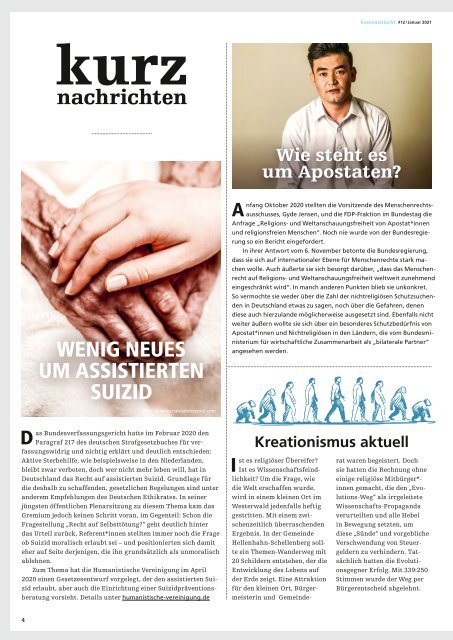 humanistisch! Das Magazin #12 - 1/2021