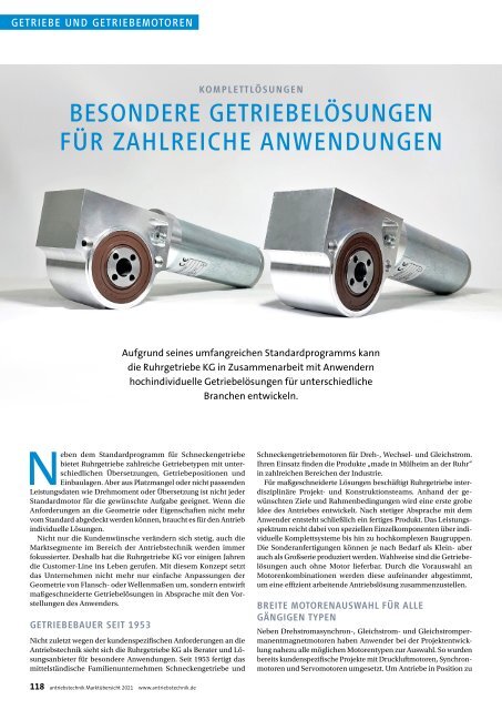 antriebstechnik Marktübersicht 2021