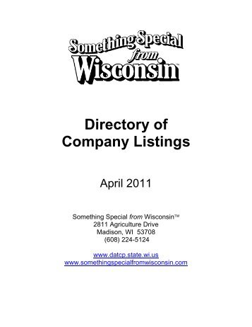 Directory of Company Listings - Wisconsin Department of Agriculture ...