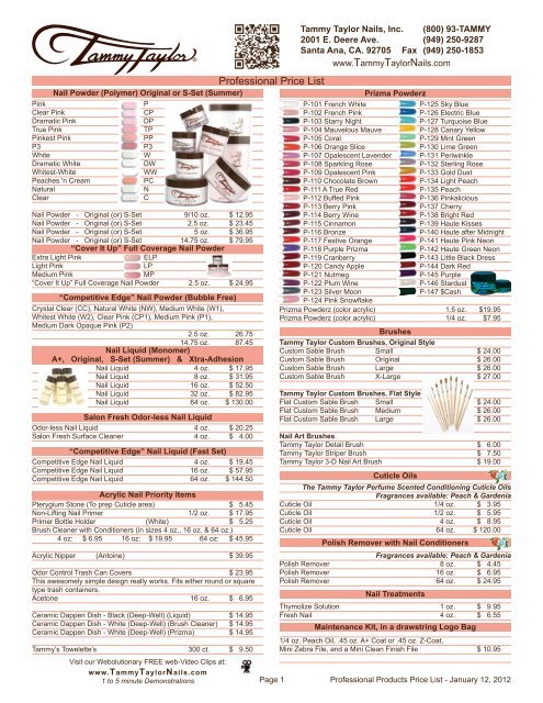 Price List 4-page Color Catalog.indd - Tammy Taylor Nails