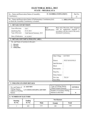 ELECTORAL ROLL, 2013