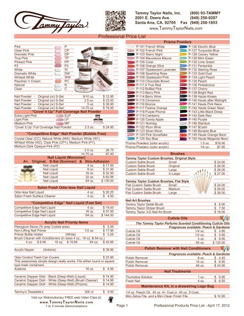 Price List 4-page Color Catalog.indd - Tammy Taylor Nails