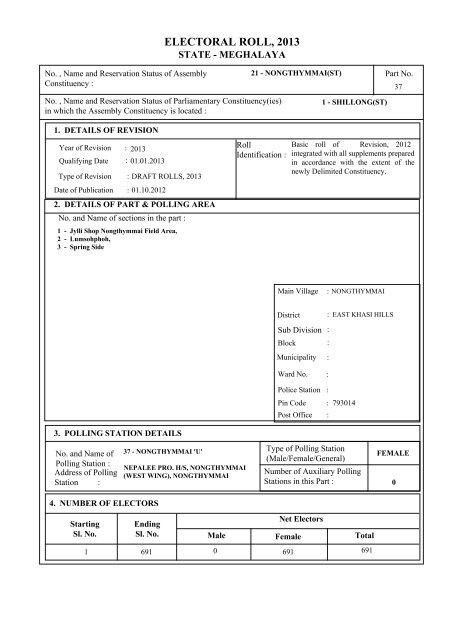 ELECTORAL ROLL, 2013