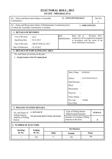 ELECTORAL ROLL, 2013