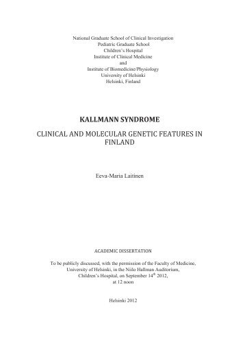 Kallmann Syndrome : Clinical and molecular ... - Helda - Helsinki.fi