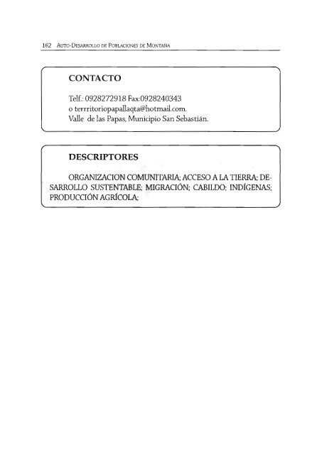 Auto-desarrollo de poblaciones de montaña : género ... - IRD