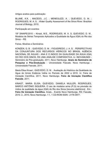 Gestão Integrada da Bacia do Rio dos Sinos ... - Feevale