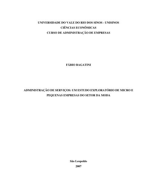 universidade do vale do rio dos sinos - unisinos ciências ...