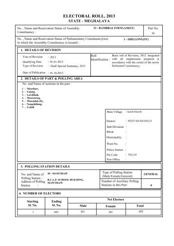 ELECTORAL ROLL, 2013