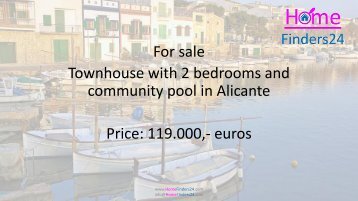 For sale this 2 bedroom townhouse with cummunity pool in Alicante. (PUE0012) 