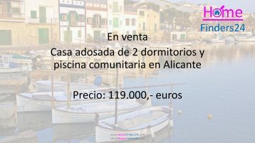 Se vende esta casa adosada de 2 dormitorios con piscina comunitaria en Alicante. (PUE0012)