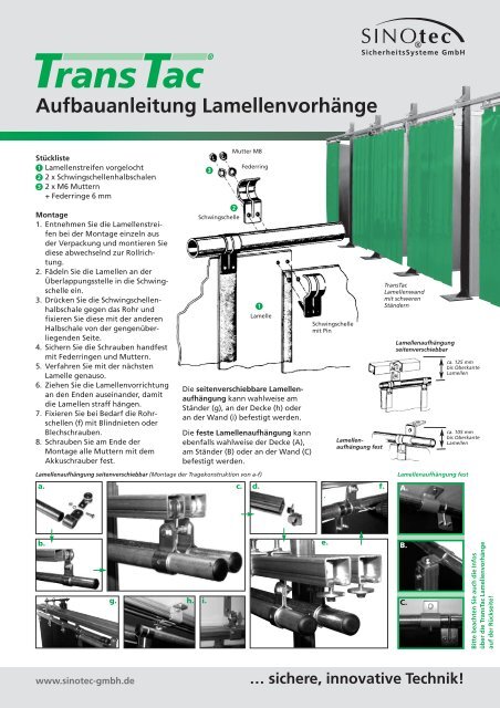 Aufbauanleitung Lamellenvorhänge - SINOtec GmbH
