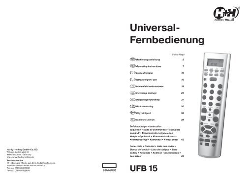 Universal- Fernbedienung - Hartig + Helling GmbH &Amp; Co. KG