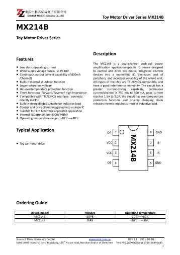 Toy Motor Driver Series MX214B