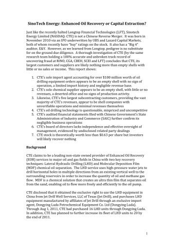 SinoTech Energy: Enhanced Oil Recovery or Capital Extraction?