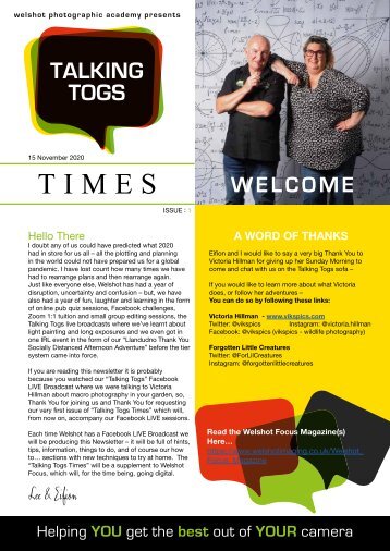 Issue One - Talking Togs Times - 15th November 2020