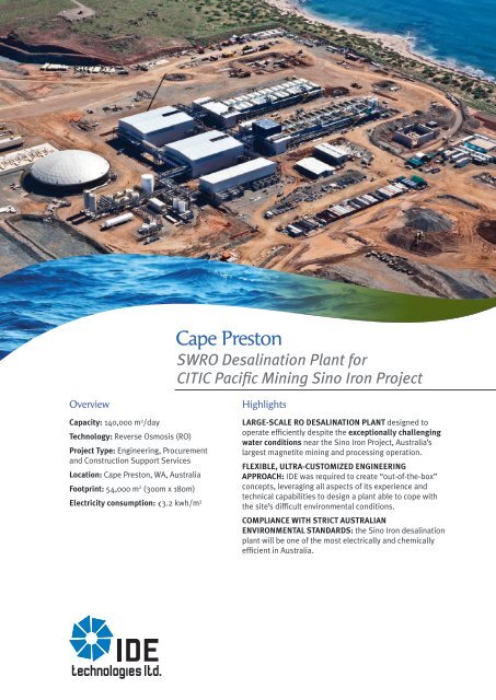 Cape Preston Plant Story.pdf - IDE Technologies Ltd.