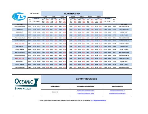 T S Line Schedule M Oceanic Shipping Agencies