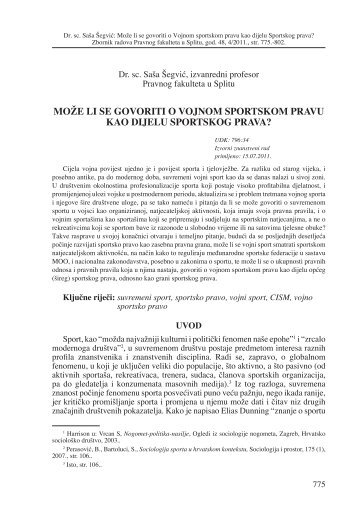 MOže LI Se GOvORItI O vOJnOM SPORtSKOM PRavU KaO DIJeLU ...