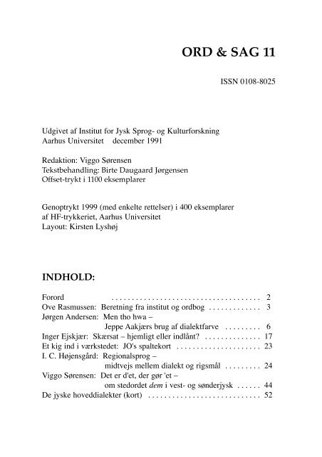 ORD & SAG 11 - Peter Skautrup Centeret - Aarhus Universitet