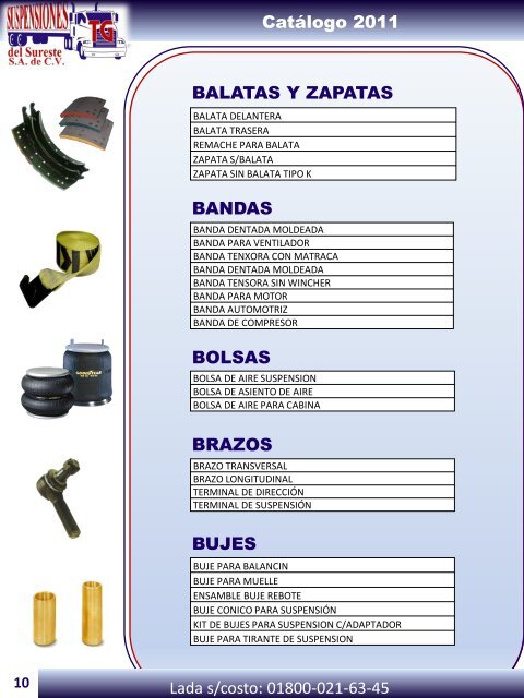 Catálogo de Productos y Servicios - Suspensiones TG del Sureste