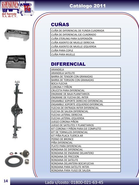 Catálogo de Productos y Servicios - Suspensiones TG del Sureste