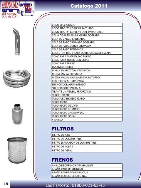 Catálogo de Productos y Servicios - Suspensiones TG del Sureste