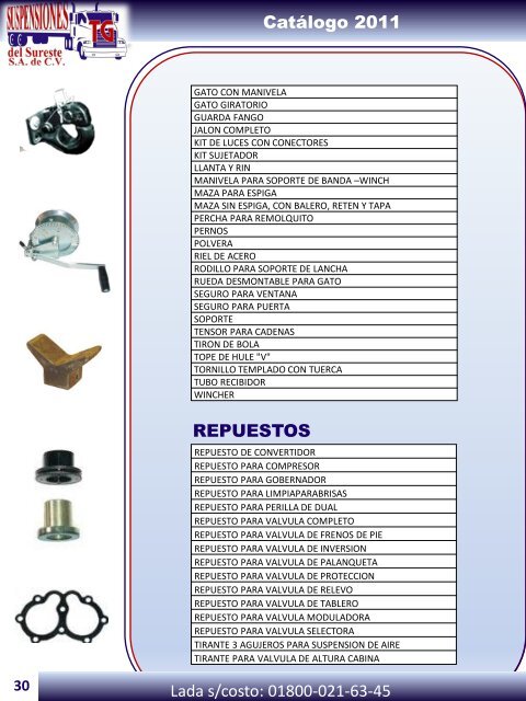 Catálogo de Productos y Servicios - Suspensiones TG del Sureste