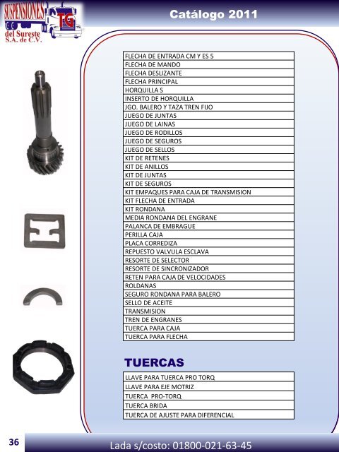 Catálogo de Productos y Servicios - Suspensiones TG del Sureste