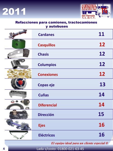 Catálogo de Productos y Servicios - Suspensiones TG del Sureste