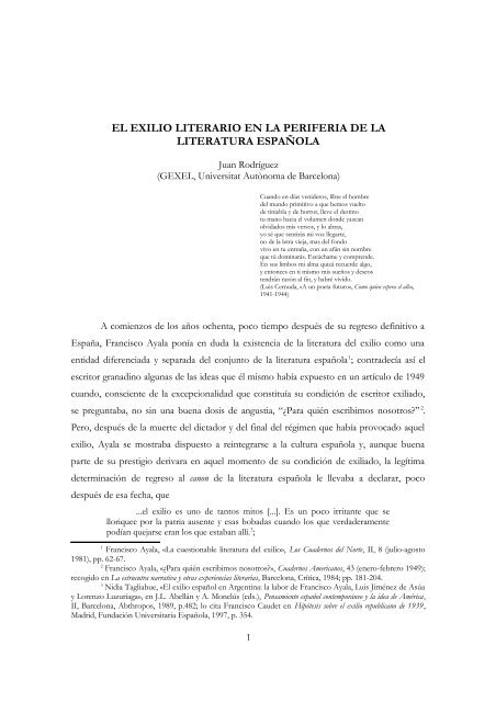 EL EXILIO LITERARIO EN LA PERIFERIA DE LA ... - GEXEL