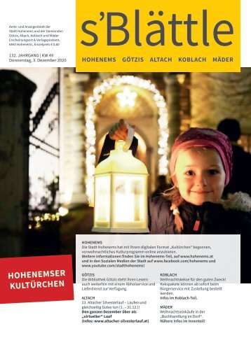 s'Blättle Nr. 49 - Do, 3. Dezember 2020