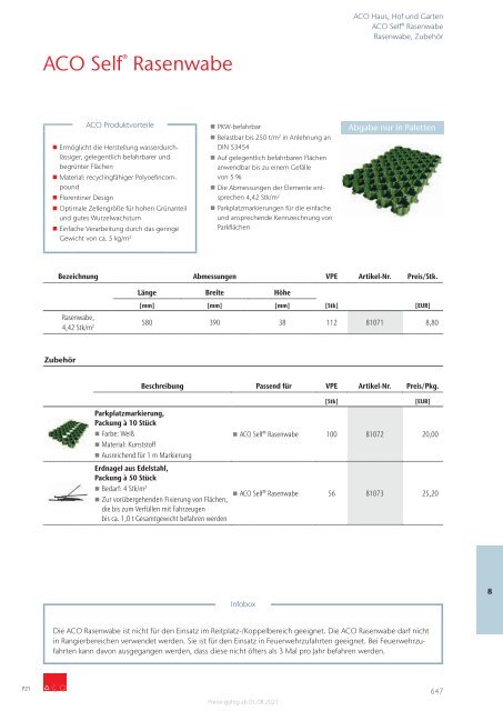 ACO Österreich Preisliste 2021 - Haus, Hof und Garten